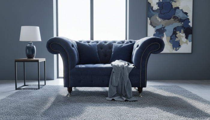 Chesterfield Sofa 1.5-Seater Designer Couches Couch Fabric Upholstery Textile