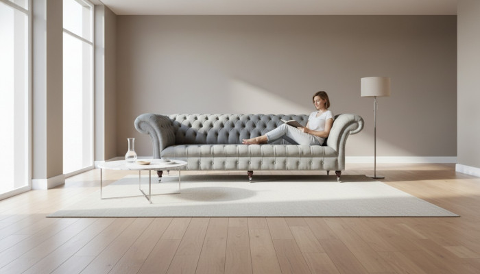 Gray four-seater sofa fabric living room design couches upholstered sofas new