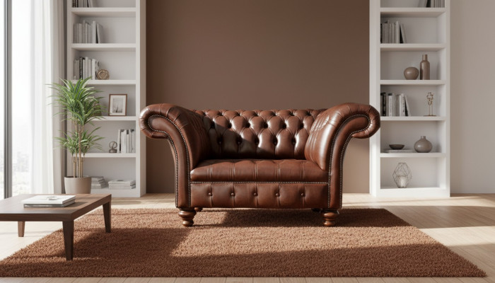 Chesterfield Sofa Living Room Sofas Couch Upholstery Leather Modern 1.5-Seater