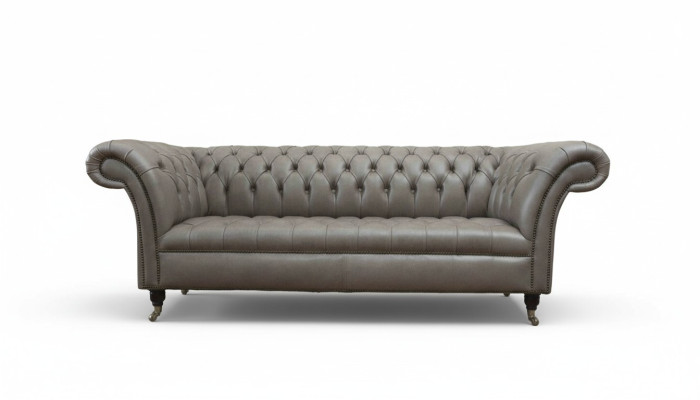 Gray Chesterfield English classic style sofa couch 3 seat cushion 230cm