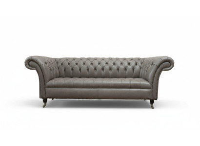 Gray Chesterfield English classic style sofa couch 3 seat cushion 230cm