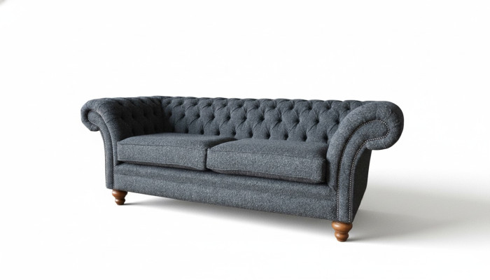 Gray Chesterfield 3-seater Gray Textile Design Couches Upholstered Sofas