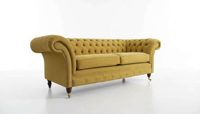Chesterfield luxury three-seater sofa fabric design couch textile