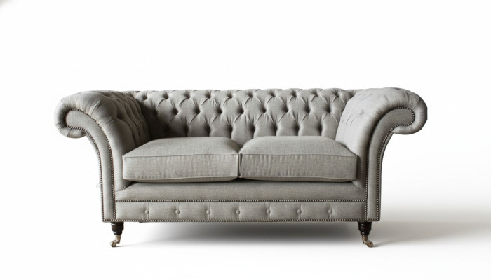 Chesterfield Gray Sofa 2 Seat Couch Wood Furniture Three-seater Couches New
