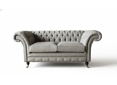 Chesterfield Gray Sofa 2 Seat Couch Wood Furniture Three-seater Couches New