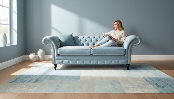 Chesterfield 3-seater upholstered couch sofa, textile, modern style, fabric new