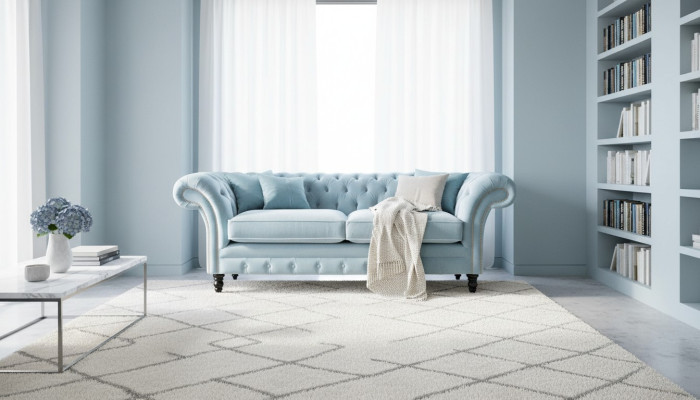 Chesterfield 3-seater upholstered couch sofa, textile, modern style, fabric new