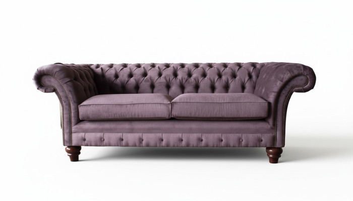 Chesterfield Lilac Sofa 3 Seater Living Room Fabric Couch Upholstered Sofas