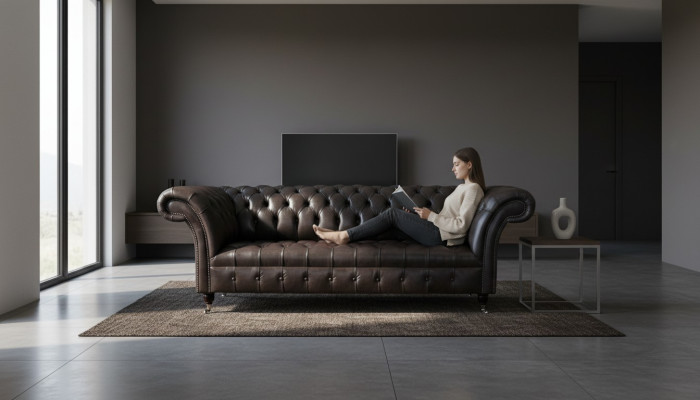 Chesterfield Design Luxury Upholstered Sofa Modern Couch Leather Seating Leather Sofa