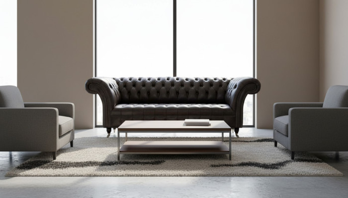 Chesterfield Design Luxury Upholstered Sofa Modern Couch Leather Seating Leather Sofa