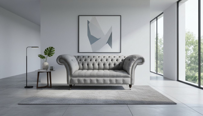 Chesterfield two-seater couch upholstered sofa textile couches fabric luxury