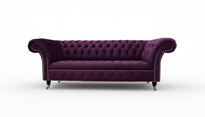 Lila Chesterfield Sofa 3-Seater Chesterfield Designer Couch Textile Fabric