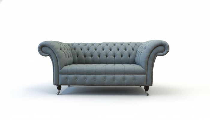 Chesterfield office seating furniture setting sofa couch 2-seater textile gray