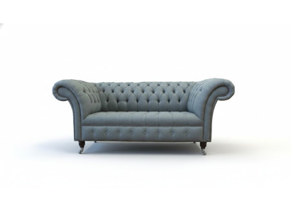 Chesterfield office seating furniture setting sofa couch 2-seater textile gray