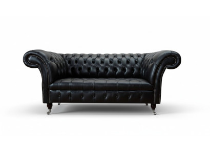 Three-seater luxury sofa 3 seater sofas leather black Chesterfield