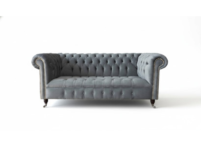 Sofa 3-seater fabric sofas couch upholstery Chesterfield couches grey three-seater