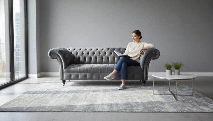 Chesterfield 3-seater design sofa upholstered sofas couches fabric three-seater