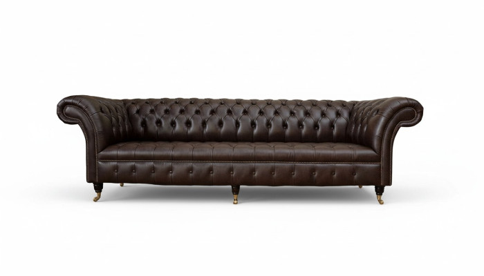 Sofa 4-seater Chesterfield Couch Luxury 245cm Leather Sofa Couches Furniture