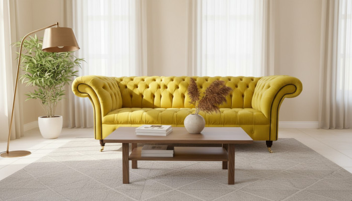 Chesterfield 3-seater upholstered couch style sofas textile fabric sofa new
