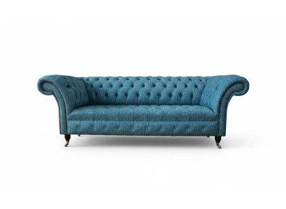 Blue three-seater velvet couch living room sofas sofa seating Chesterfield sofa