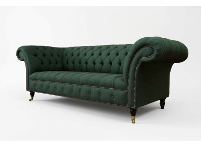 Three-seater couch textile green upholstery furniture Chesterfield sofas couches