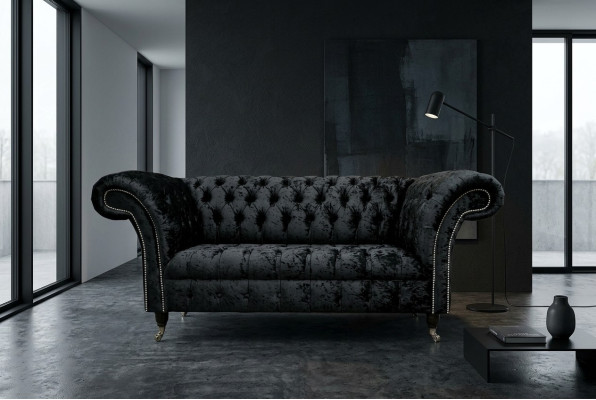 English Chesterfield office furniture set sofa couch 2 seat black