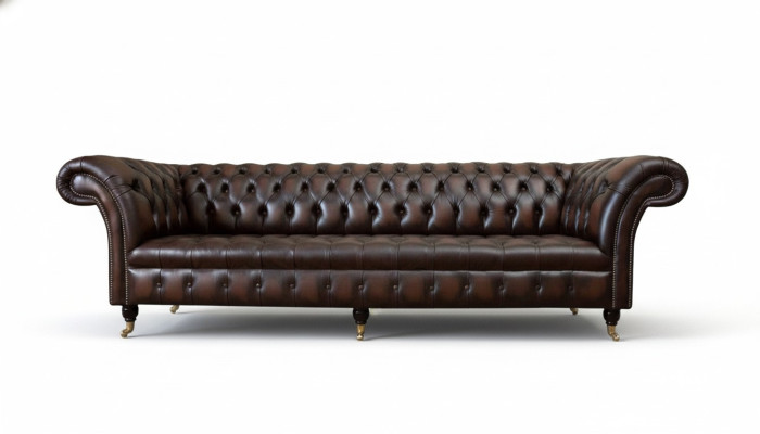 Leather Sofa, Sofa 4-Seater Couch, Luxury Classic Leather Chesterfield Sofas
