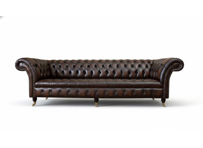 Leather Sofa, Sofa 4-Seater Couch, Luxury Classic Leather Chesterfield Sofas