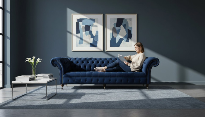 Chesterfield Sofa Sofas 4-Seater Couch Upholstered Fabric Living Room Furniture