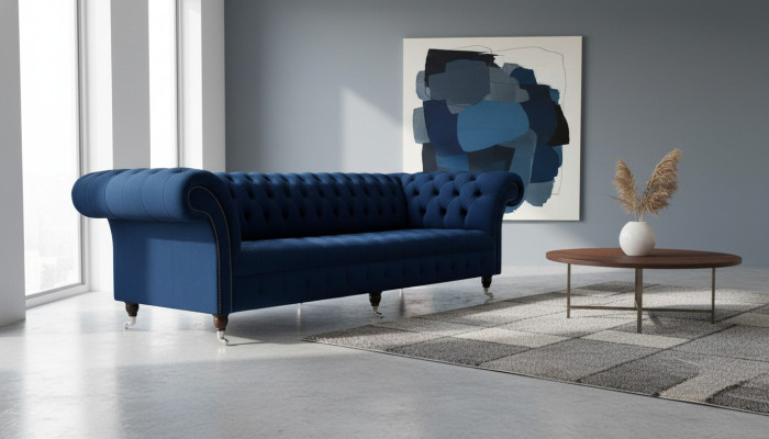 Chesterfield Sofa Sofas 4-Seater Couch Upholstered Fabric Living Room Furniture