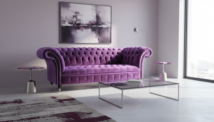 Chesterfield 3-seater design sofa upholstered seat fabric luxury couches new