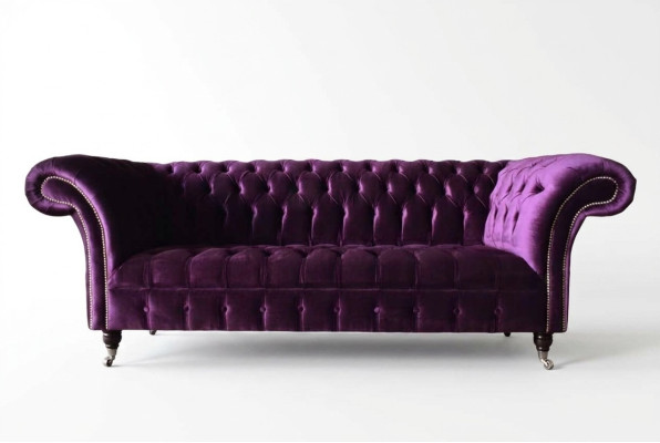Chesterfield 3-seater design sofa upholstered seat fabric luxury couches new