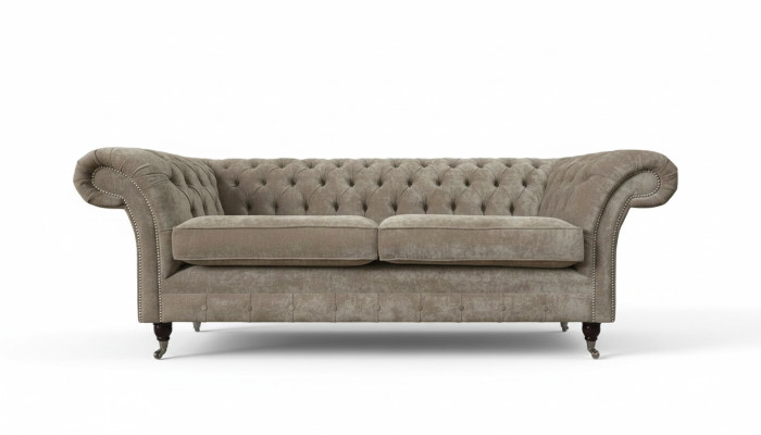 Three-seater Chesterfield sofa 3 seat sofas gray fabric living room luxury