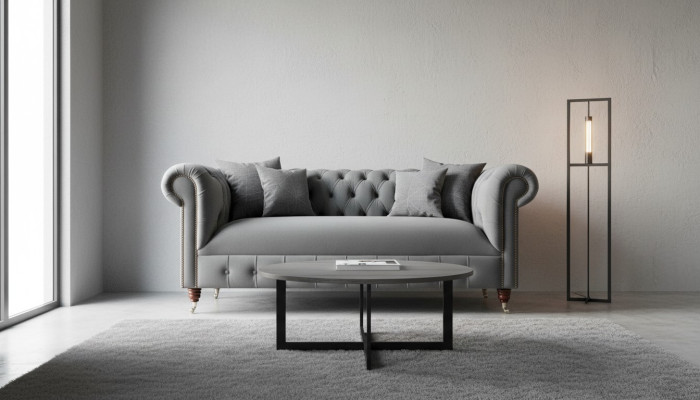 Chesterfield Textile Sofa 3 Seater Three-Seater Luxury Furniture Design Lounge