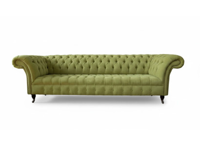 Chesterfield Green Couch Sofa Upholstery 4-Seater Couches Seating Sofas New