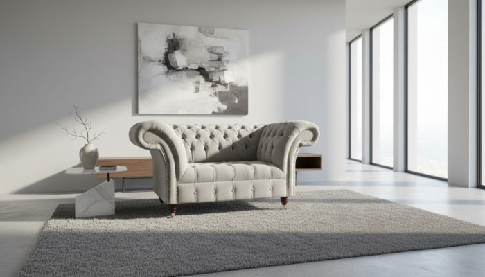 Gray Chesterfield Wingback Armchair Gray Armchair Couch Fabric Sofa Living Room