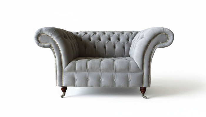 Gray Chesterfield Wingback Armchair Gray Armchair Couch Fabric Sofa Living Room