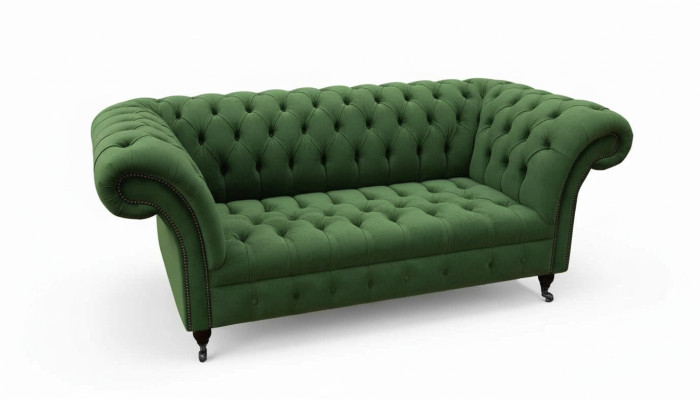 Chesterfield office furniture seating sofa couch 2-seater textile green