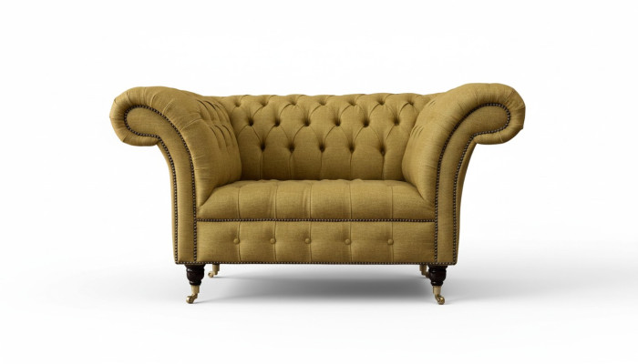 Chesterfield Armchair Design Upholstered Sofa Couch Brown Textile Furniture New