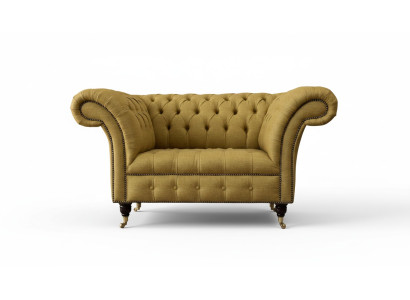 Chesterfield Armchair Design Upholstered Sofa Couch Brown Textile Furniture New
