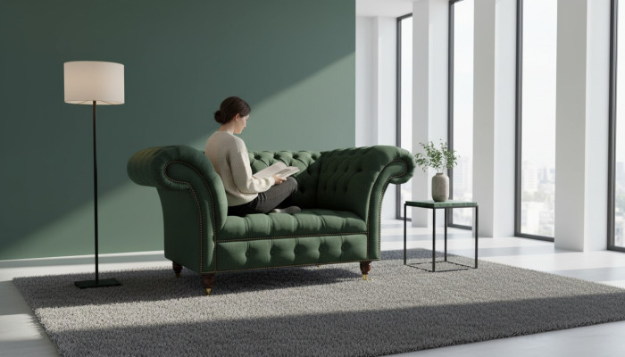 Green armchair sofa couch upholstery luxury classic textile couches new