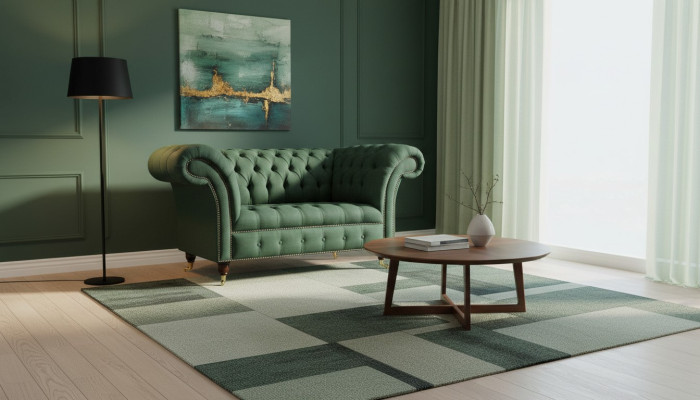 Green armchair sofa couch upholstery luxury classic textile couches new
