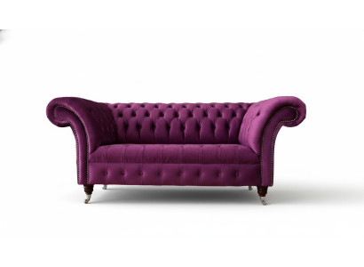 English Chesterfield office seating furniture sofa couch 2-seater violet