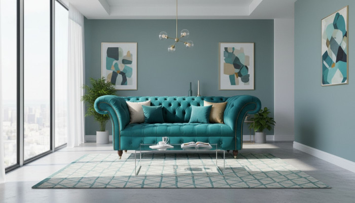 Sofa 2-seater design sofas upholstered couches textile Chesterfield seat