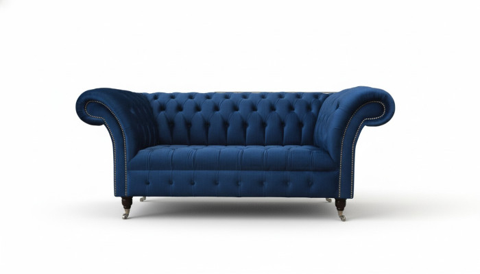English Chesterfield office seating furniture sofa couch 2-seater royal blue