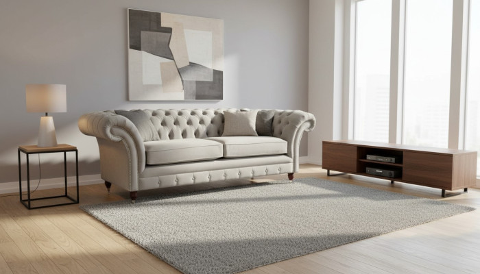 Chesterfield 3-Seat Relax Lounge Sofa Textile Upholstery Couch Fabric Couches