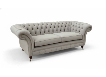 Chesterfield 3-Seat Relax Lounge Sofa Textile Upholstery Couch Fabric Couches
