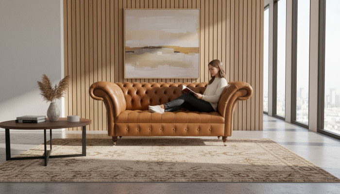 Chesterfield fabric sofa couch textile couches office furnishings English furniture