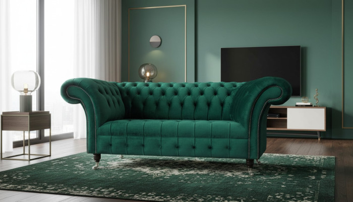 Chesterfield two-seater sofa 2-seater design sofas upholstery modern seat fabric