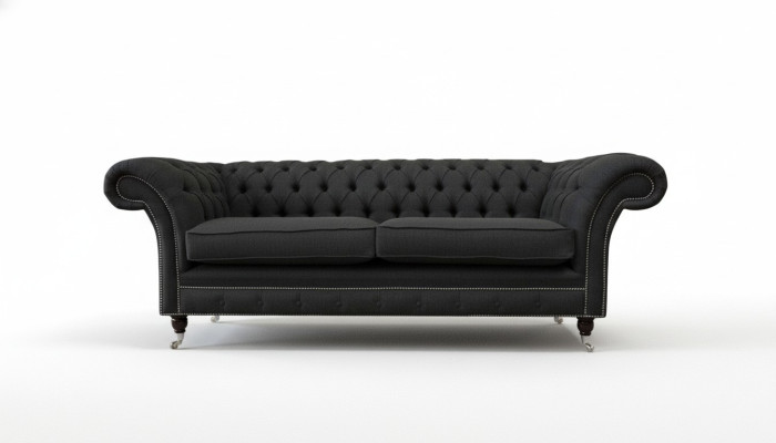 Living room sofa Chesterfield couch three-seater design black furniture new